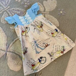 Blue and Cream Dress with Princess Print